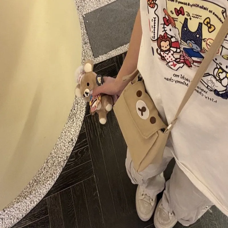 2026 Rilak Kuma Bär Umhängetasche Cartoon Rilak Kuma 3-Schicht-Handtasche Handy-Pass-ID Mini Damen-Aufbewahrungstasche – Detail 2