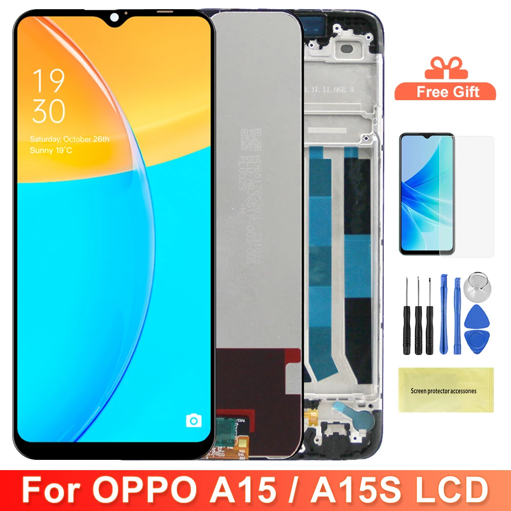 Montaje de pantalla de 6,52 "para Oppo A15 CPH2185, pantalla táctil Digital con Marco, reemplazo de pantalla para Oppo A15s CPH2179