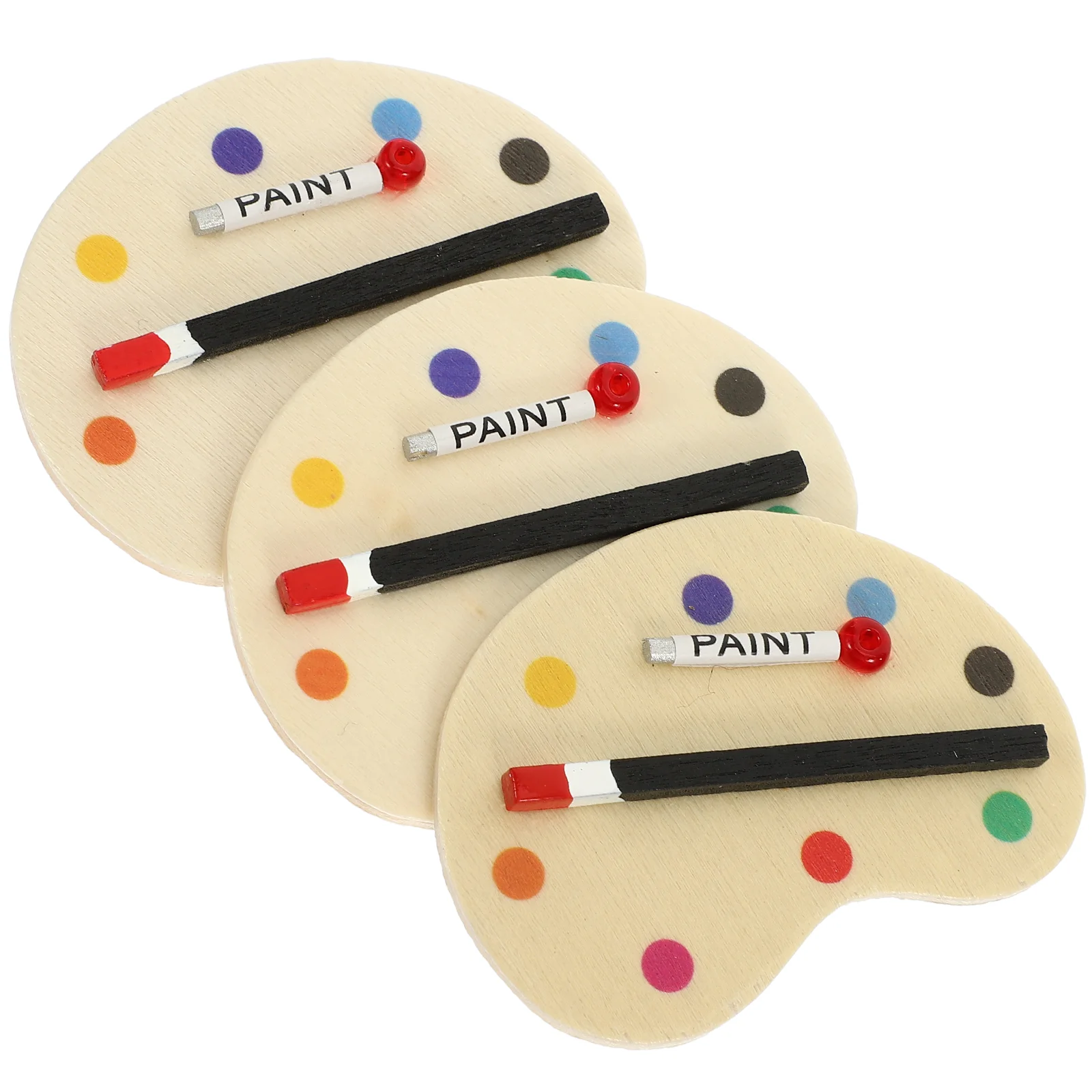 

3 PCS Mini Scene Decor House Furniture Ornaments Palette Paint Wooden Toys