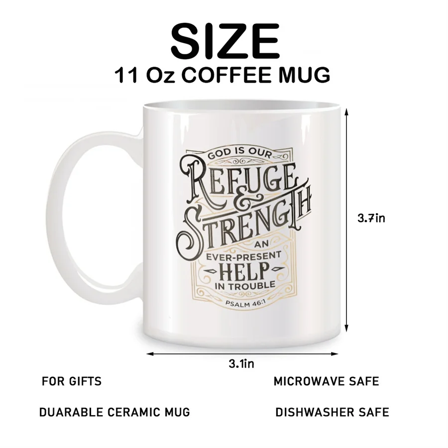 Refuge & Strength Mugs For Women Men Birthday Gifts Novelty Coffee Ceramic Tea Cups White 11 oz