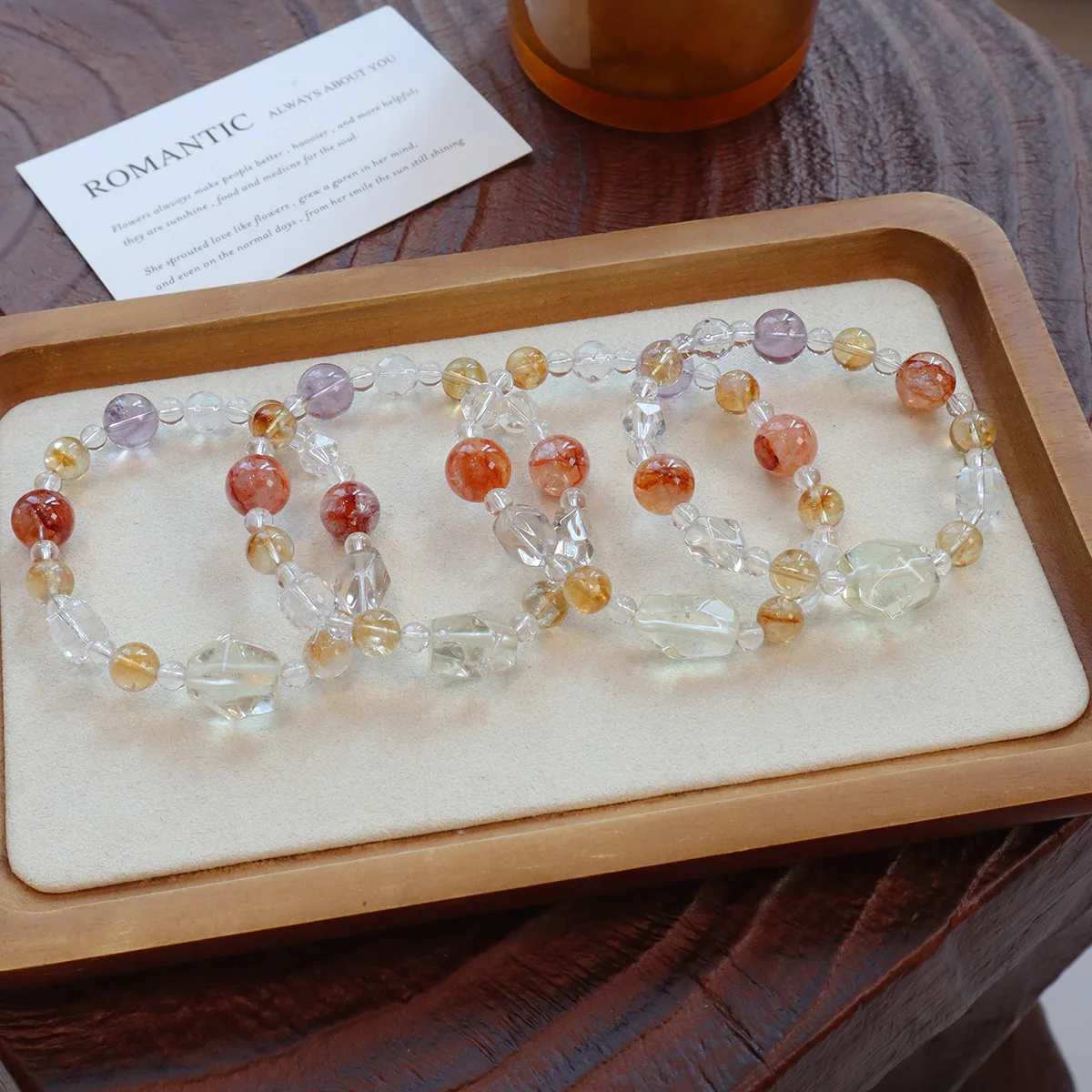 

High Quality Mixed Beads Natural Crystal Beaded Bracelets for Women Clear Quartz Citrine Amethyst Multi-Gem Luxury Fine Jewelry
