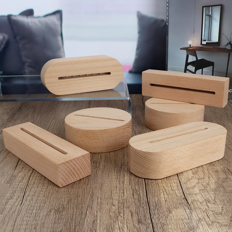 10 Pezzi Portalampada a Led in Legno Alimentato con Batterie AAA Base per Display con Luce per Forniture di Accessori per Vuoti Laser per Vetro