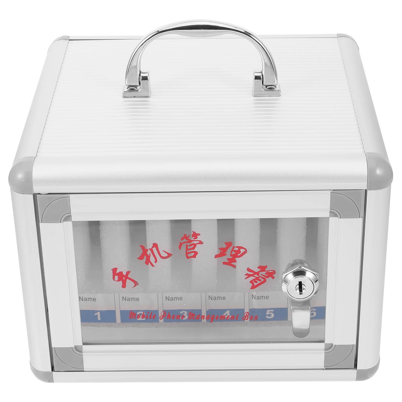Mobile Phone Storage Box Aluminum Alloy Multi-Slot Cellphone Locker With Handle Safety Lock Wall-Mounted For Office