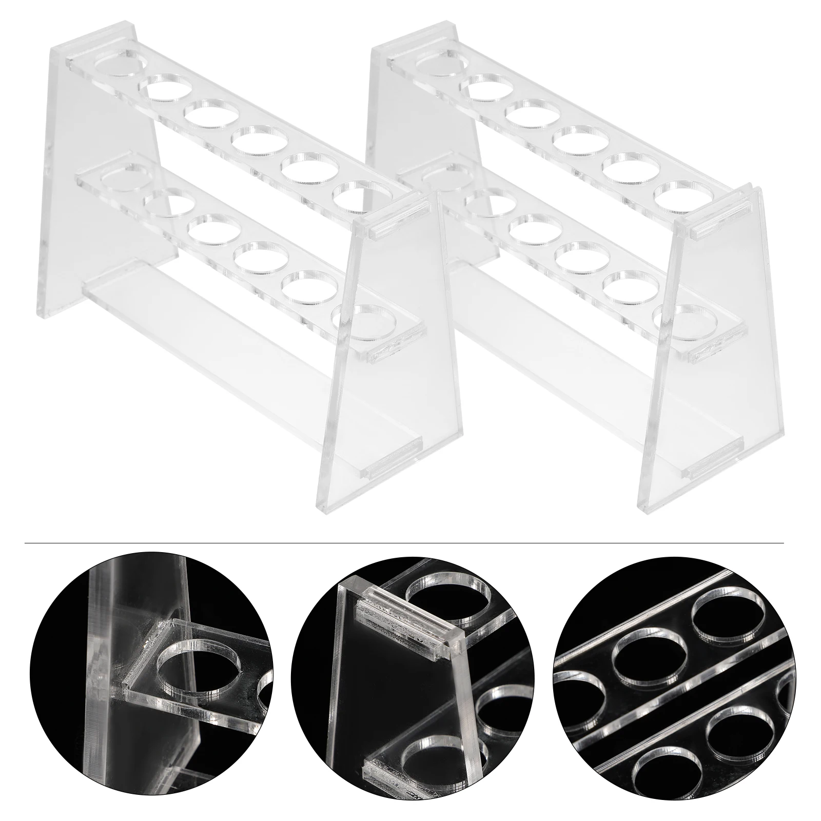 

2pcs Test Tube Rack Transparent Acrylic 10ml 1 6 Holes Tube Holder Lab Equipment Organizer Clear Stand