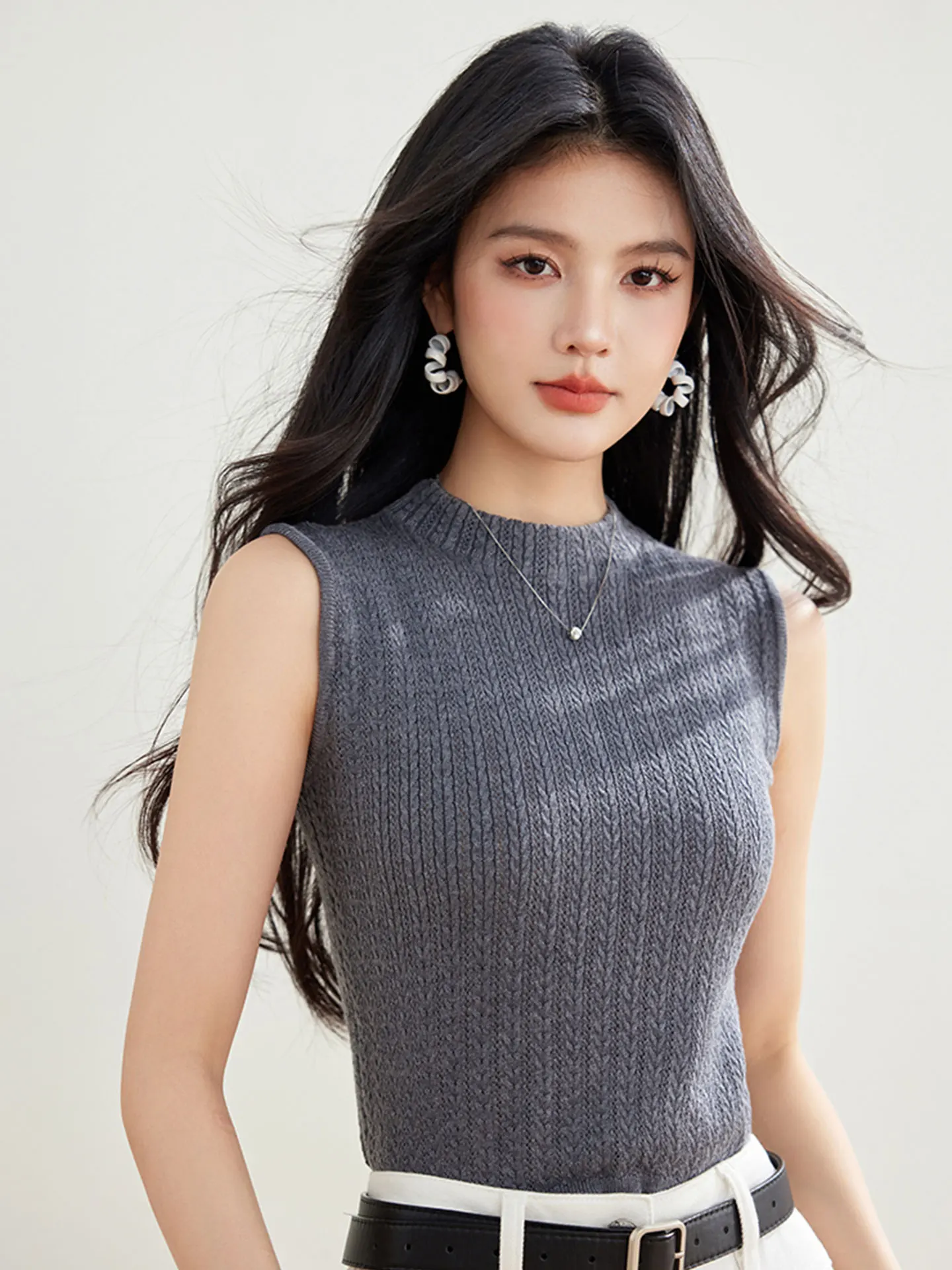 

Ele Fitted Vest Top Women's Casual Svel irt Soft Combed Cotton round Ne Commute Sle Inner Wear Autumn Faion