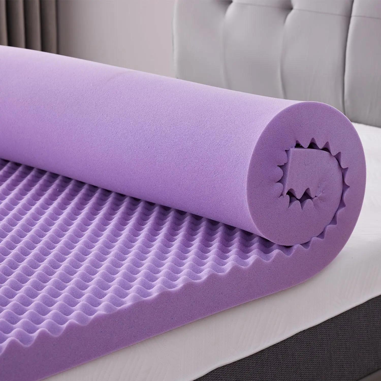 

1.5 Inch Egg Crate Memory Foam Mattress Topper Queen Size, Soft Mattress Pad for Back Pain Relief, Bed Topper, CertiPUR-US