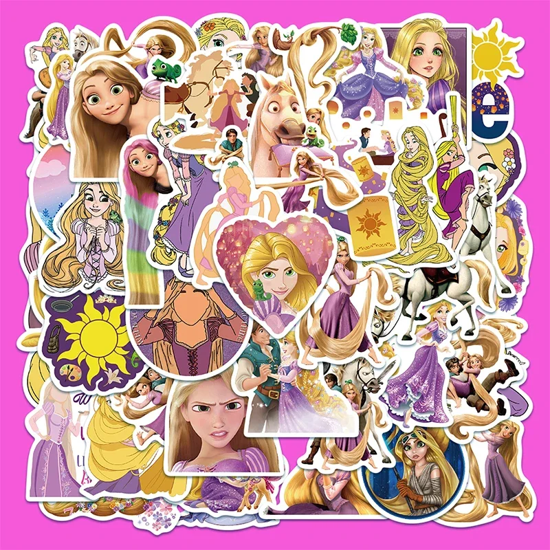 Tangled Rapunzel Stickers Aesthetic Laptop Fridge Guitar DIY Waterproof Decals Disney Cartoon Sticker Packs Kid Toys