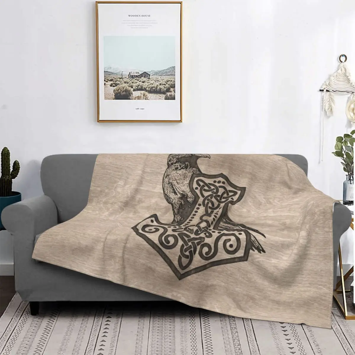 Mjolnir The Hammer Of Thor Blankets Fleece Textile Decor Viking Lightweight Thin Throw Blankets for Bedding Couch Rug Piece