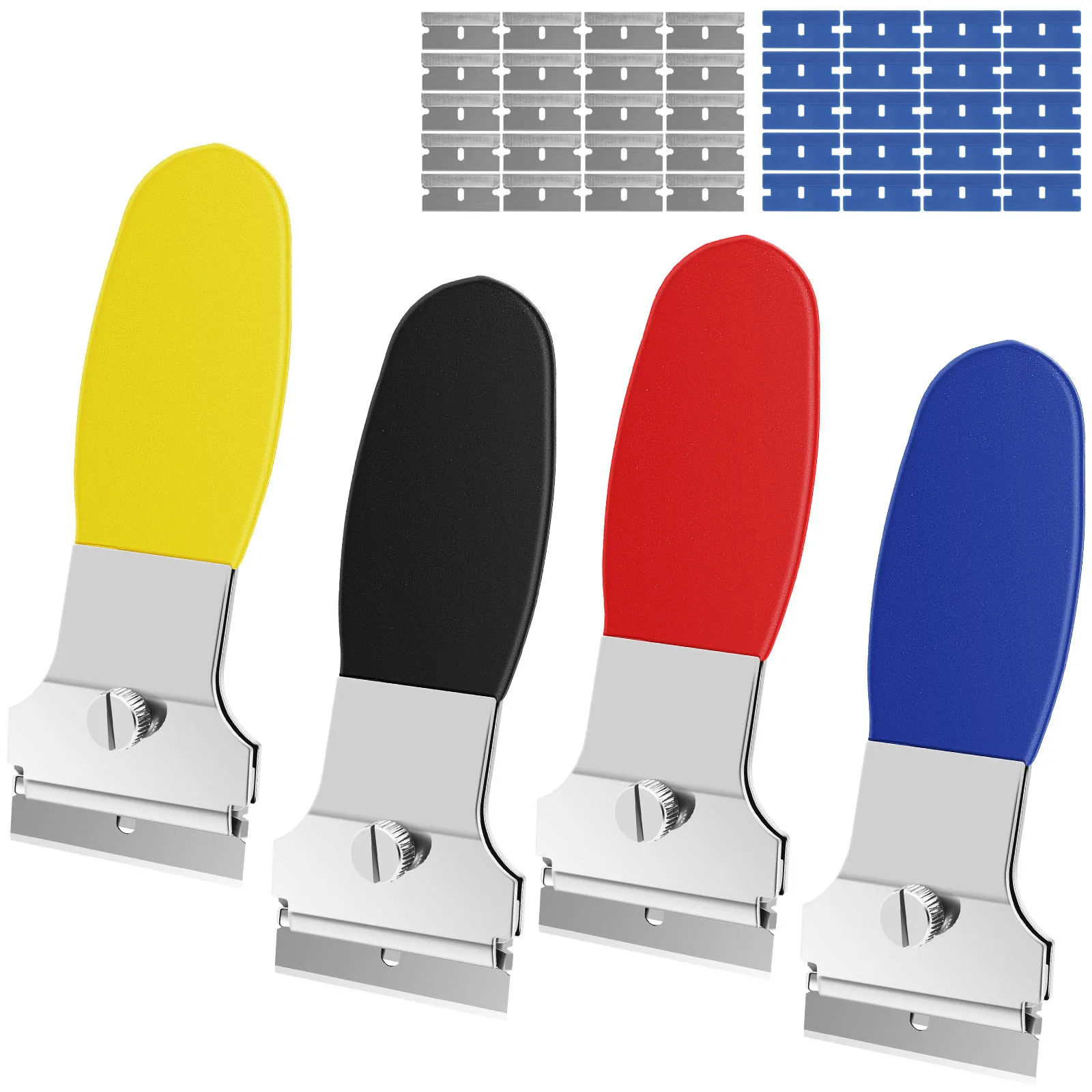 

4 Pcs Mini Cleaning Blade Scrapers Set 4 Inch Multi-Purpose Scraper Cleaning Remover Tool for Glass Sticker Tile Label Decals