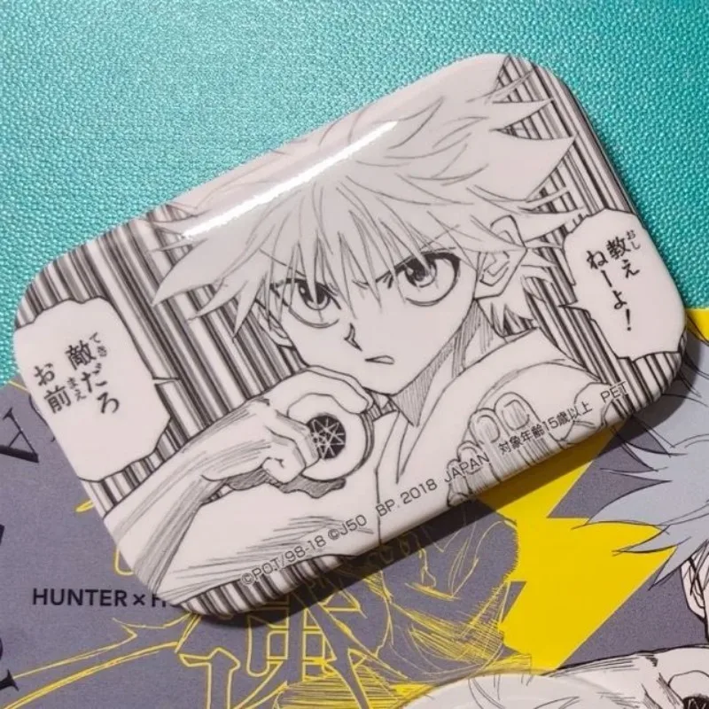 Hunter x hunter killua emblema folha de flandres broche quadrado anime personagem crianças mochila jóias moda casaco ombro crachá presente