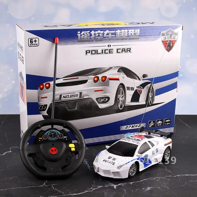 Simulatie afstandsbediening kinderauto politieauto model, tweeweg elektrische afstandsbediening auto speelgoed voor en achter
