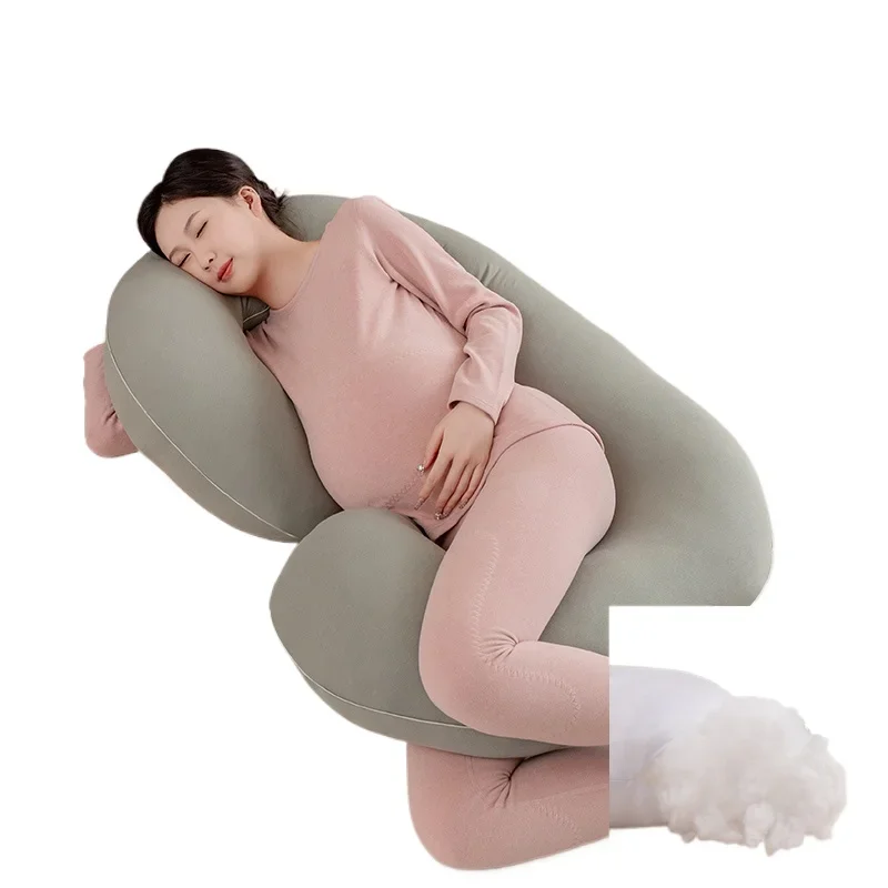 

C-shaped green maternity pillow sleep body support pregnant women back pillow