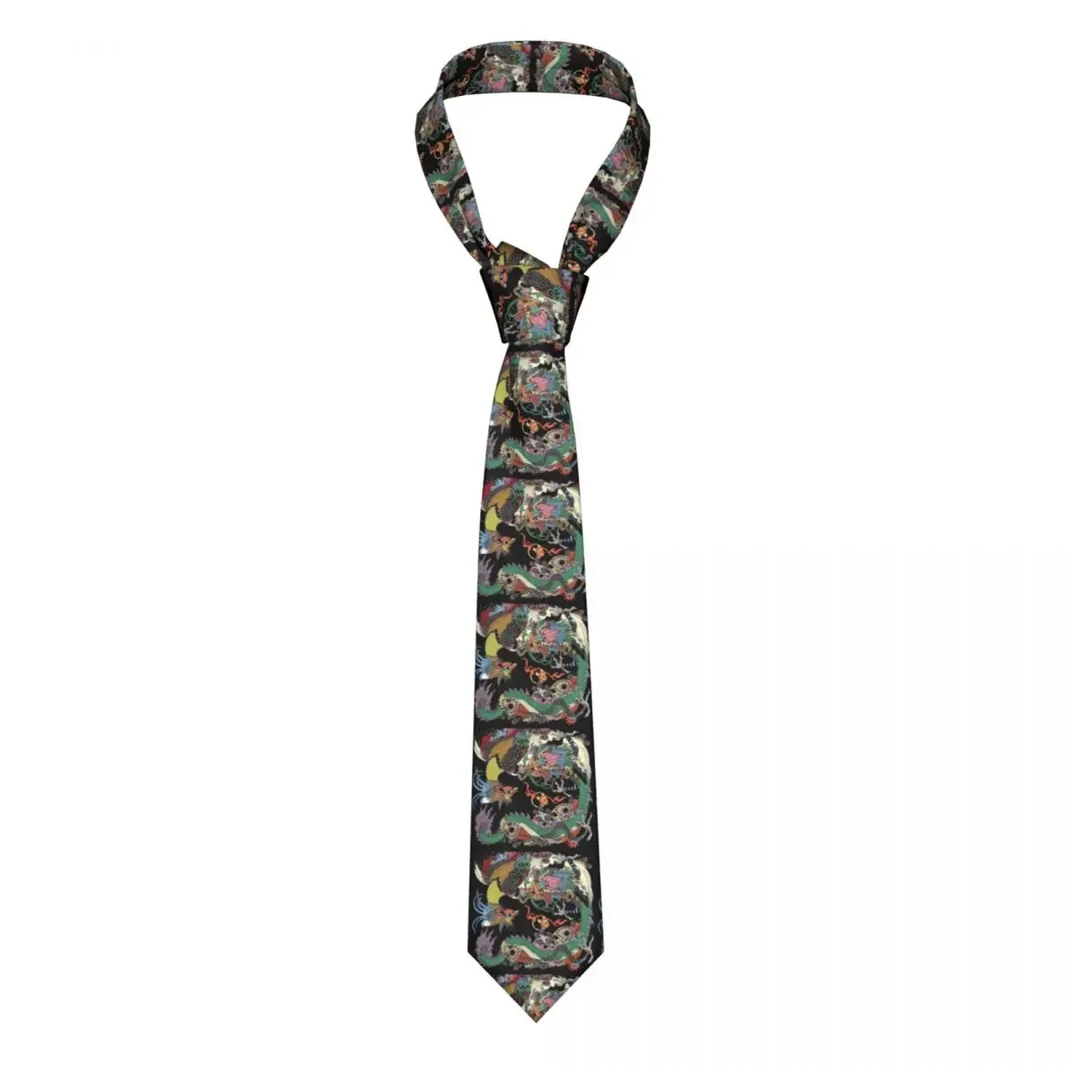 Mens Tie Classic Skinny Dragon And Phoenix Neckties Narrow Collar Slim Casual  Accessories Gift