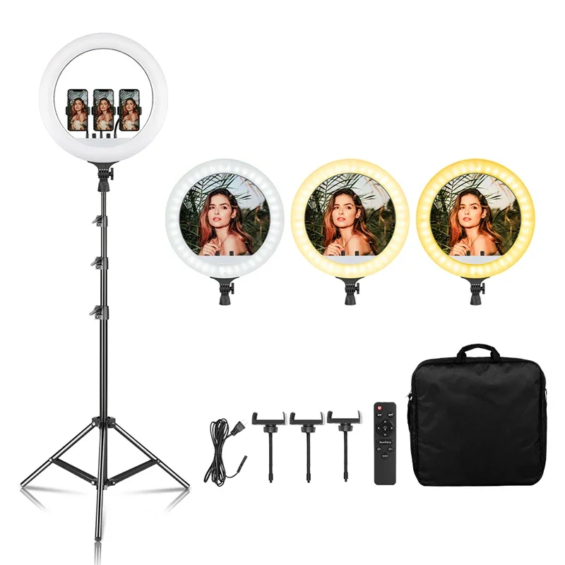 

18 Inch Selfie Ring Light LED Video Lamp With Tripod Stand Phone Clip For YouTube Live Light Photo Photography Studio