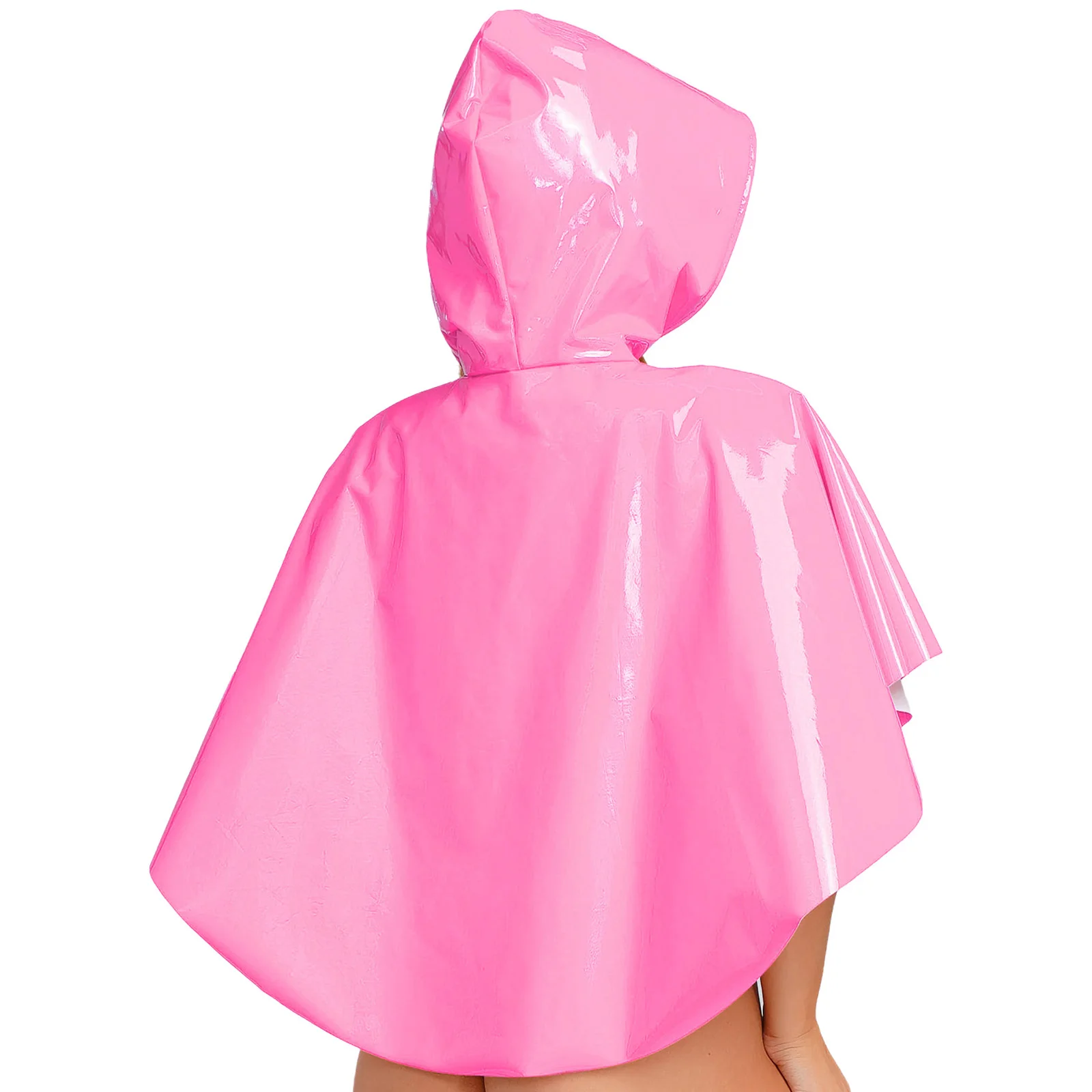 Women's Wet Look Hooded Cloak Shiny Leather Closure Cape Bolero Steampunk Gothic Cloak for Devil Masquerade Cosplay Cloak