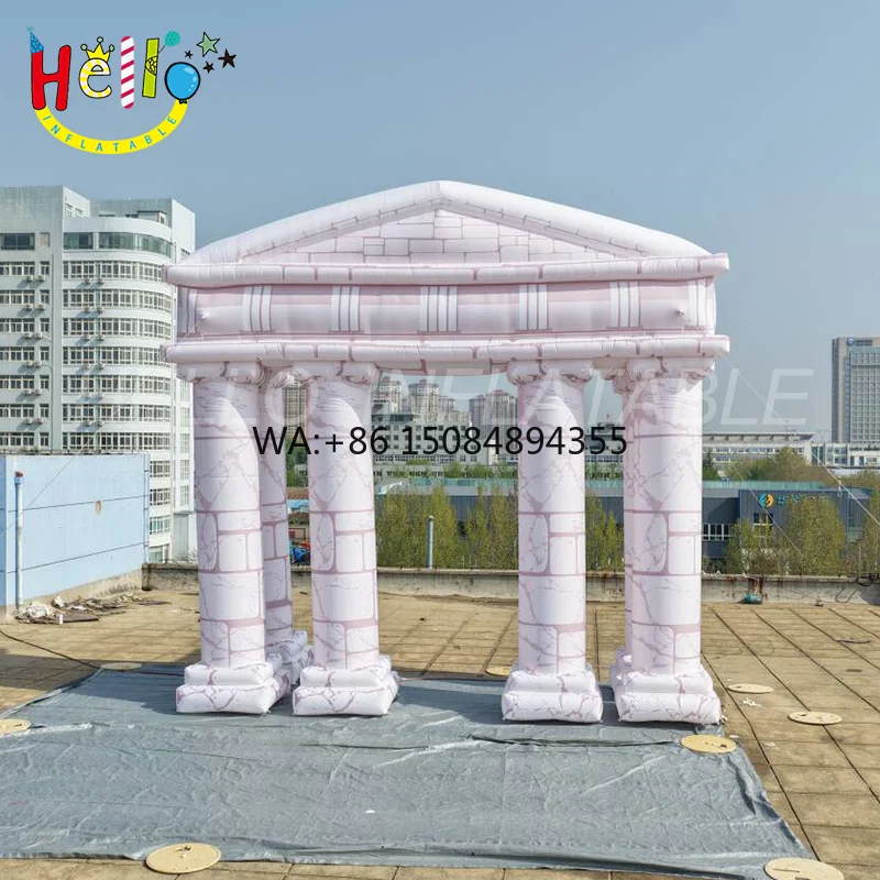 Big Inflatable Twist for Ancient Architecture Pink Temple Ready to Pop at Any Event Decoration
