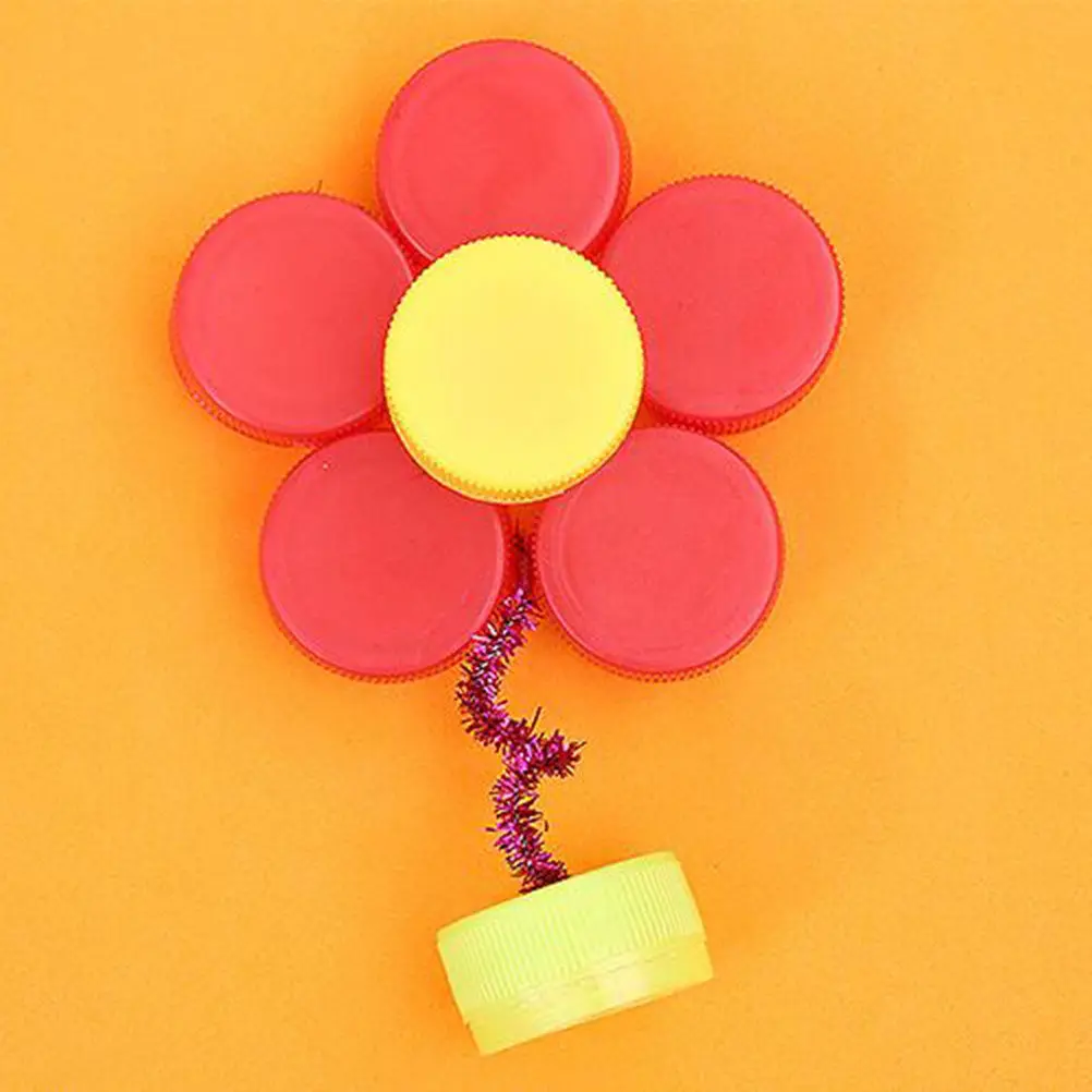Colored Bottle Cap Puzzle Plastic Kids Crafts Lightweight Bright Color DIY Craft Soda Water Bottle Cover Promote