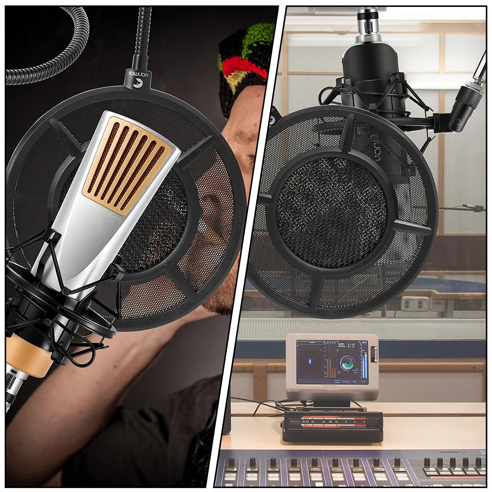 

1pc Microphone Wind Screen Filter Black Blowout Proof Dust Proof For Recording Studio Stage Portable Mic Cover Shield Filter