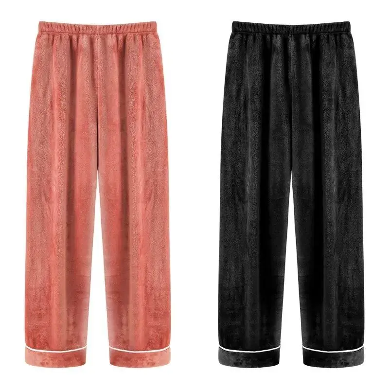 Calças de dormir grossas de flanela feminina, camisola quente, pijamas femininos, cuecas de sono, elástico na cintura, roupas de casa, lounge, inverno