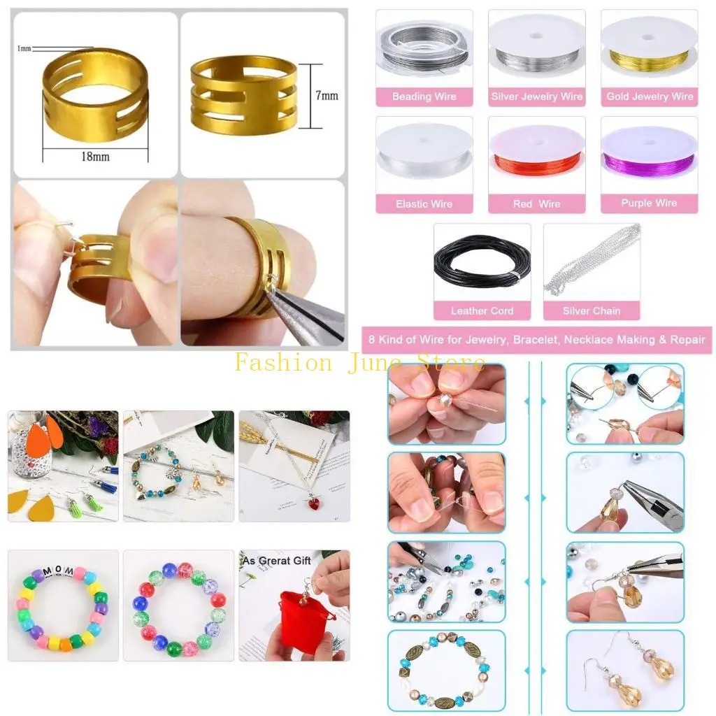 

N5KA Jewelry Making Supplies DIY with Beads Charms Findings Jewellery Pliers Beading Wire for Necklace Bracelet Earrings