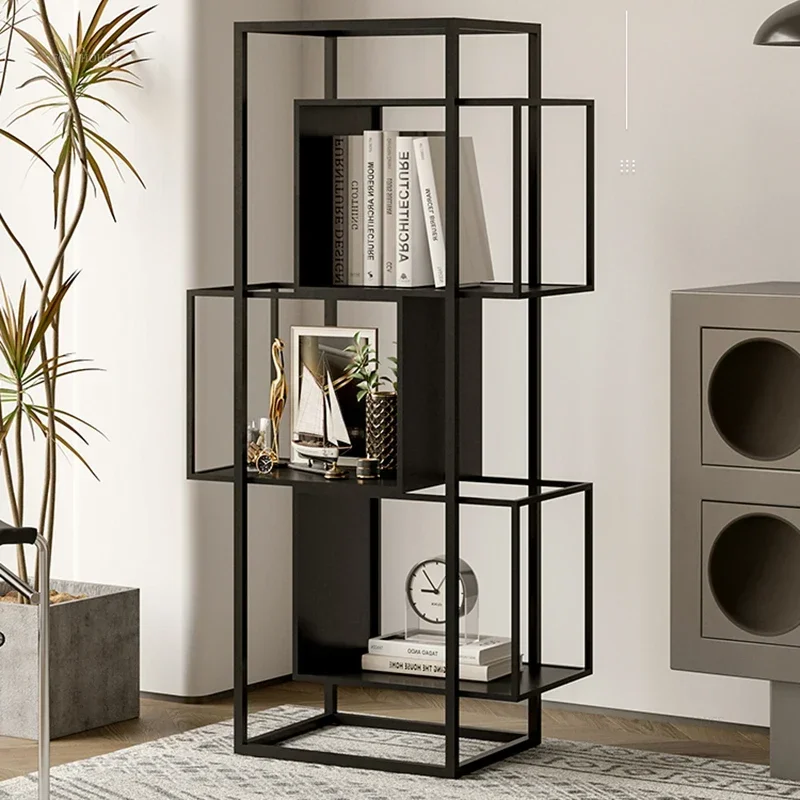 Italian Metal Bookshelf for Living Room Cream Vertical Hollow Bookcases Light Luxury Creative Design Bookcase for Art Gallery