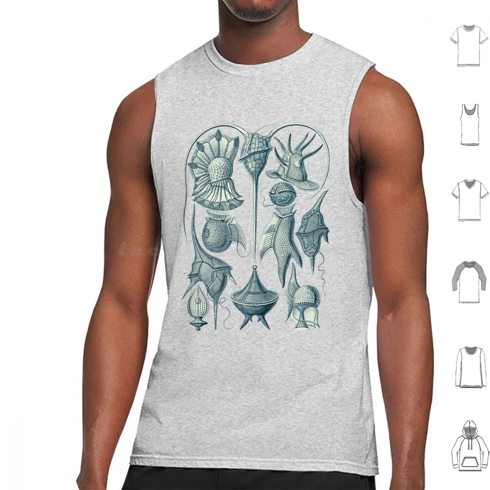 Ernst Haeckel Peridinea Plankton Tank Tops Vest Sleeveless Ernst Haeckel Vintage Dinoflagellate Eukaryotic Plankton Cerulean