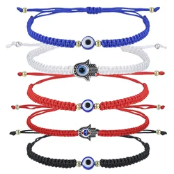 New Prayer Hand of Fatima Evil Eye Braiding Bracelet Red Black Blue Color Nylon Thread Lucky Couple Bracelet Jewelry Men Women