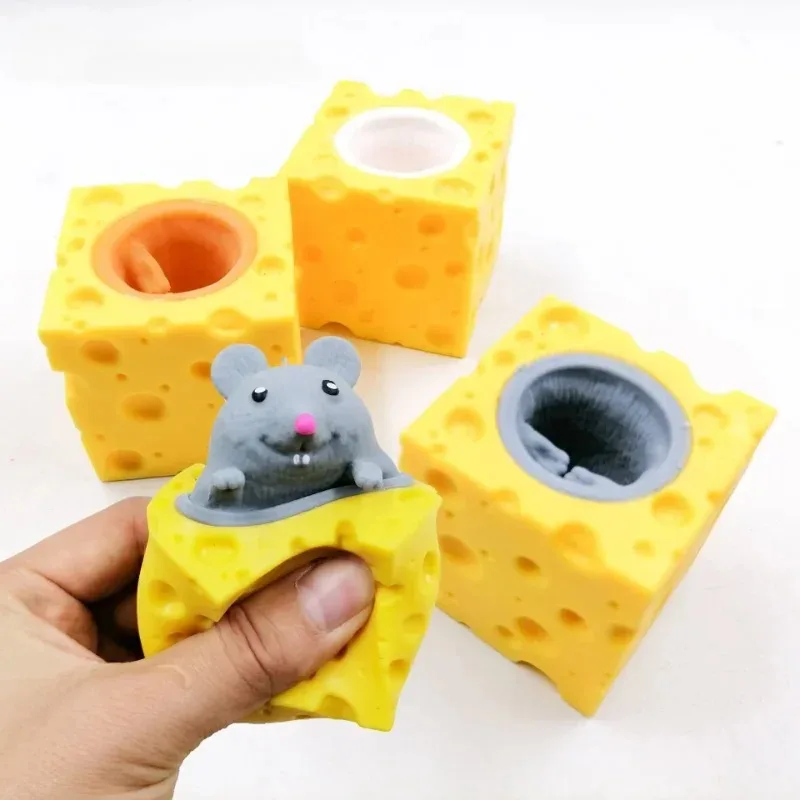 Pop-up Maus & Käseblock Quetsch-Ornament, Versteckspiel-Stil Stressabbau Schreibtisch-Deko, Weiches Quetsch-Freizeit-Bastelset für Erwachsene