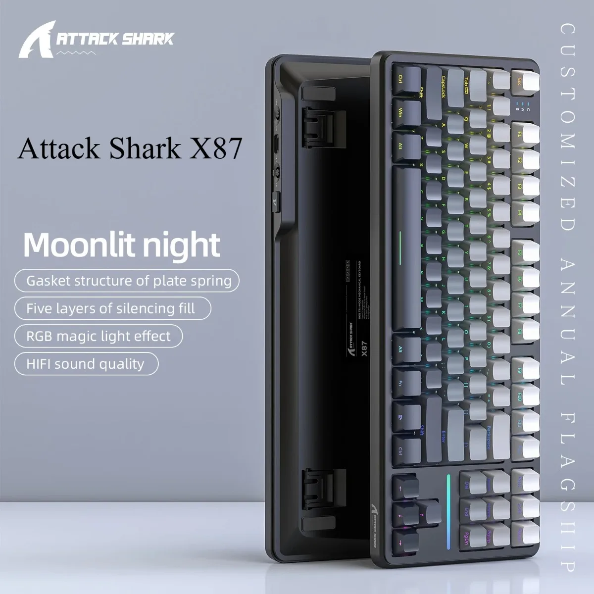 Attack Shark X87 Mechanical Keyboard RGB Gasket Hot Swappable Wireless Bluetooth Custom Macro Drive Esports Gaming Keyboard