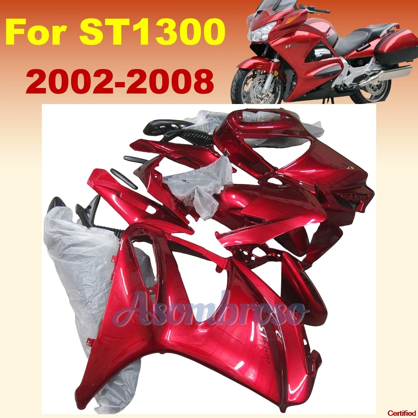 

Rebuild Motorcycle Fairings Fit for ST1300 2002 2003 2004 2005 2006 2007 2008 ST 1300 02-08 Red Bodywork Fairing kit