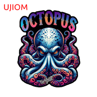UJIOM 13cm x 10.5cm Blue Octopus Logo Wall Stickers Creaative Graffiti Design Decals Funny Living Room Refrigerators Wallpapers