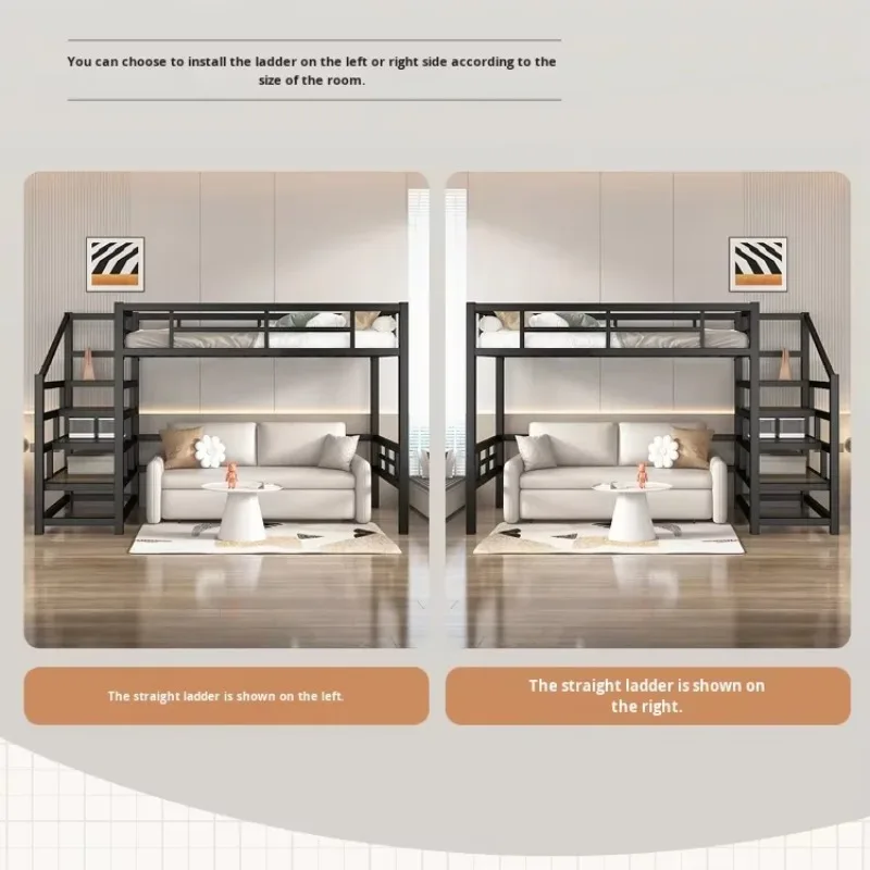 Modern Iron Art for Getting on And Off The Bed King-Size Adult Loft Bed Full Metal Dormitory Bed Design for School Use سرير