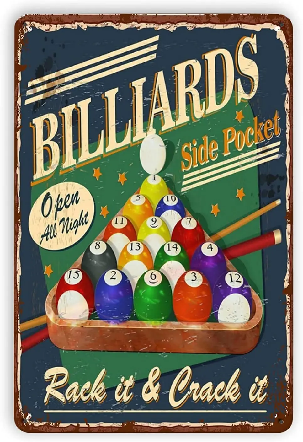 Billiards Fans Metal Signs Home Decor Side Pocket Tin Poster Plaque For Club Garage Office Wall Decoration -aluminum s