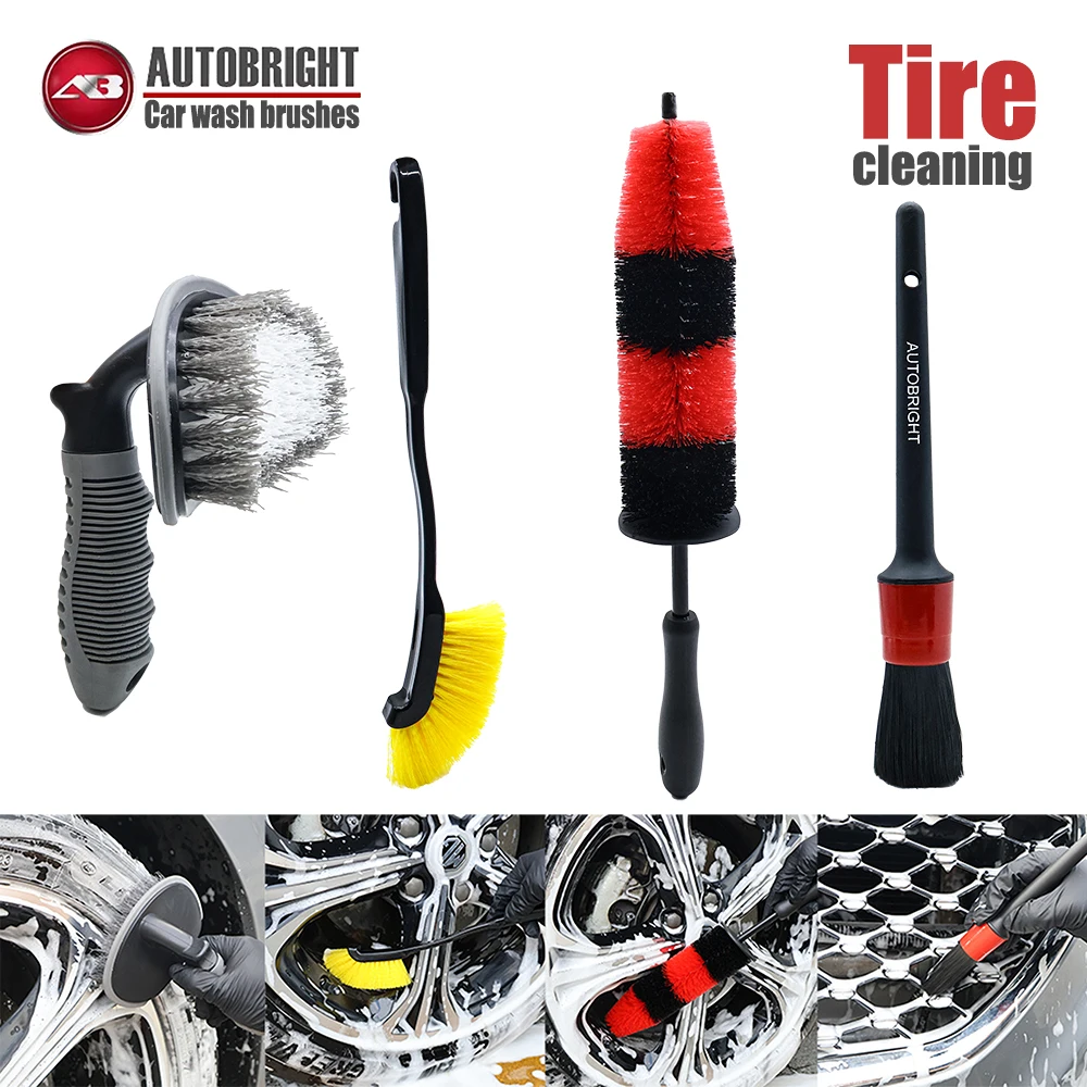 AUTOBRIGHT Professional tire and wheel hub cleaning brush set deep cleaning long short Big brushes Detail Car Care Accessories