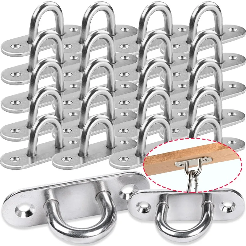 Almohadilla de acero inoxidable M5 M6, placa de ojo, anclaje de pared, ganchos de techo para aparejo de hamaca marina, Hardware marino, grapa, gancho, ojal