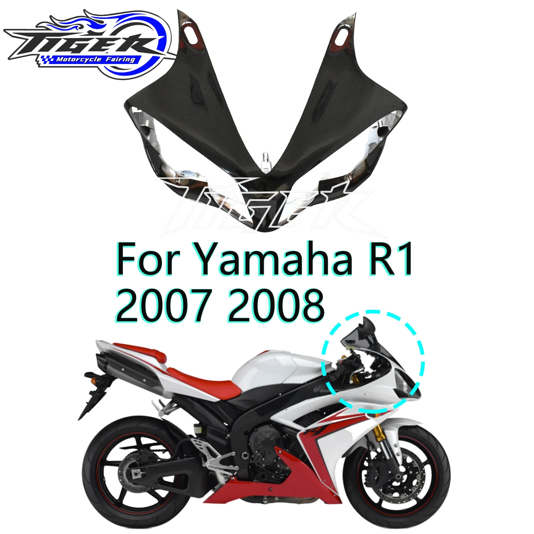

Motorcycle Front Upper Fairing For Yamaha Headlight Cowl Nose Panel Fit For YAMAHA YZF1000 R1 2007 2008