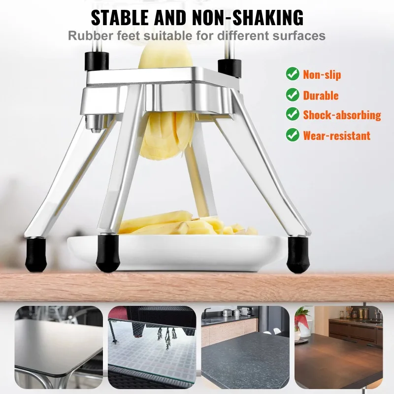 Commercial Vegetable Fruit Stainless Steel French Fry Cutter with 4 Blades 1/4