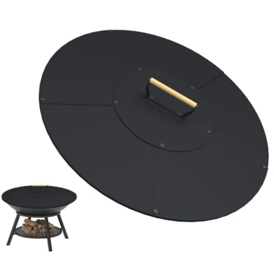 Wooden Handle Fire Pit Lid for Metal Pits