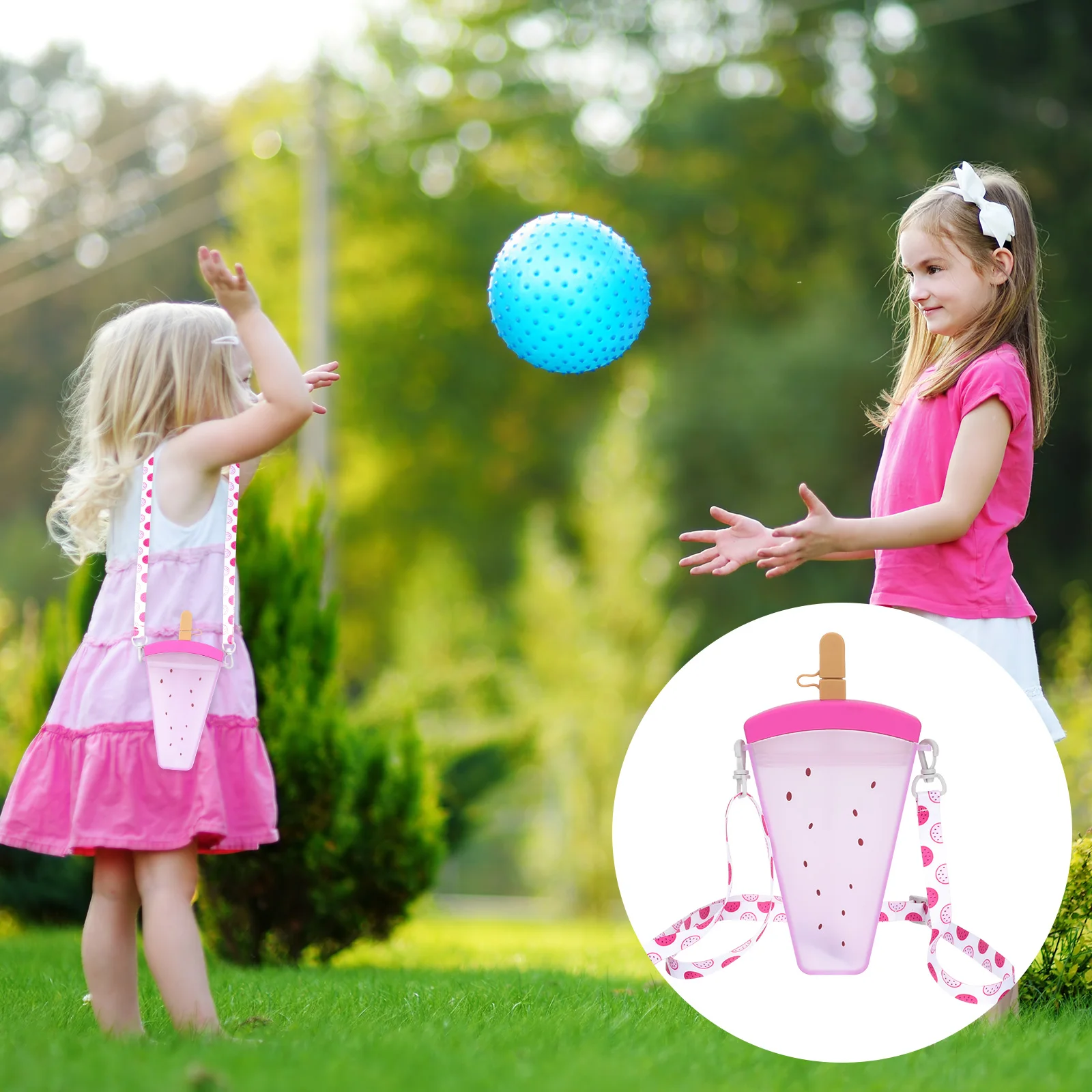 

Fruit Straw Cup Kids Water Bottle Lightweight Travel Ice Cream Design Portable Leak Proof for Children