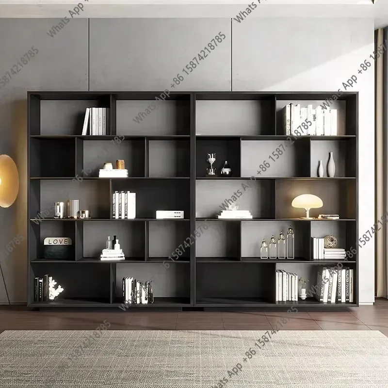 eY-M5 Bookcase Custom Bookshelf Grid Storage Italian Minimalist Display Cabinet Household Living Room Light Luxury Combination S