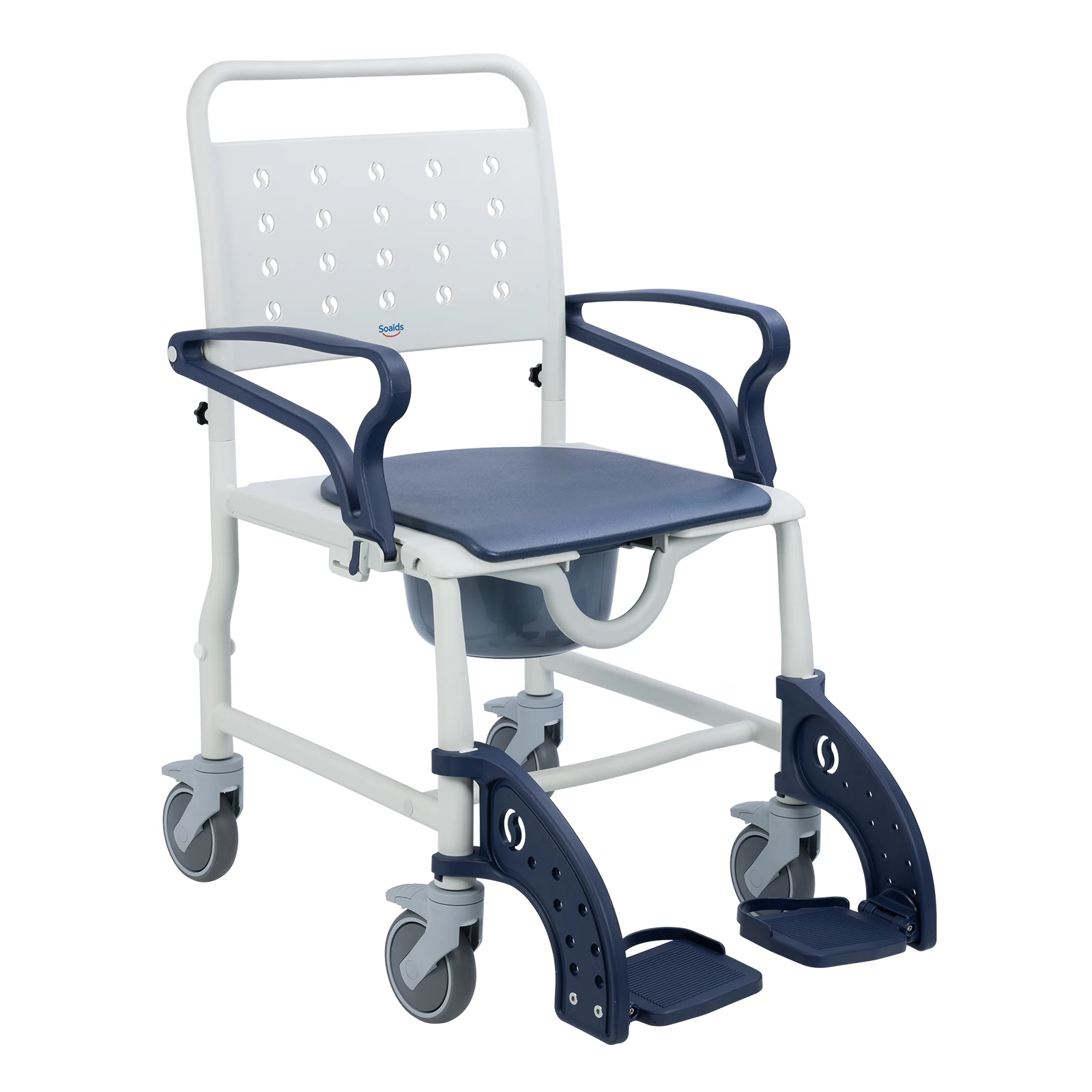 Patent 4-in-1 Plastic Folding Backrest PU Seat Portable Commode Wheelchair For Elderly Household Medical Device