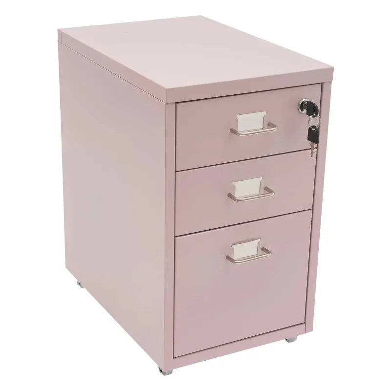 3-Drawer Vertical File Cabinet - Metal Mobile File Cabinet with  and Wheels - under Desk Metal Filing Cabinet for Legal/Lett