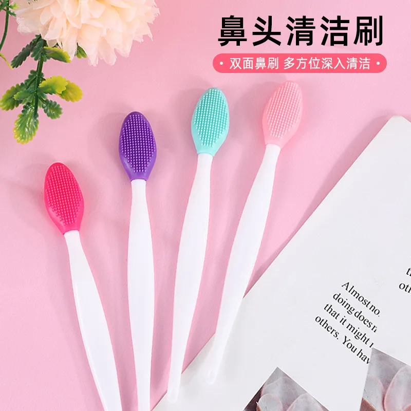 

20 штук разноцветной щетки для угрей с одной головкой, двусторонняя силиконовая щетка для носа, щетка для маски для очистки пор