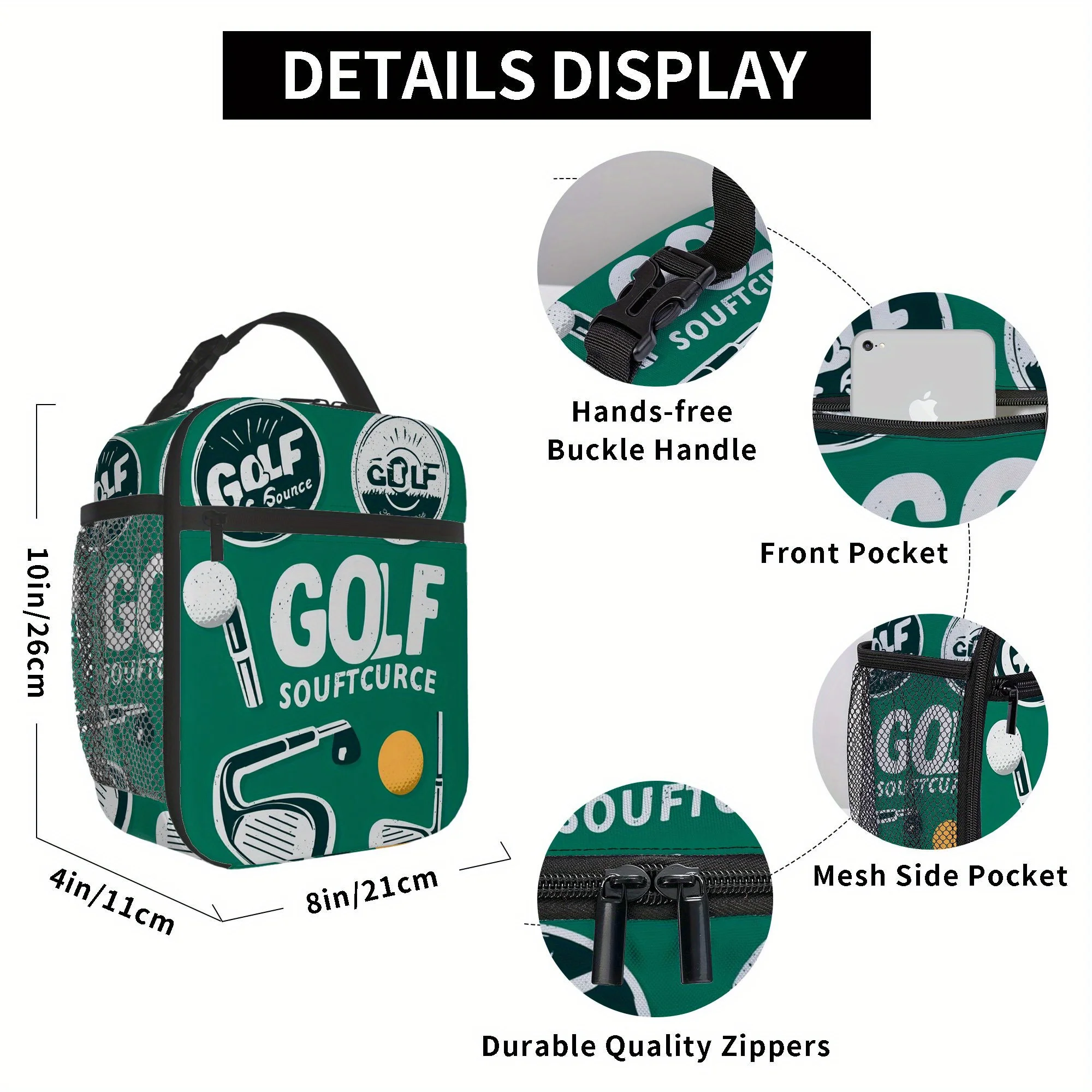 1pc Printed Golf Soup Curry Pattern Thermal Bag Insulation Bag Insulated Bag, No Food Contact, Suitable for Home, Restaurant, Of