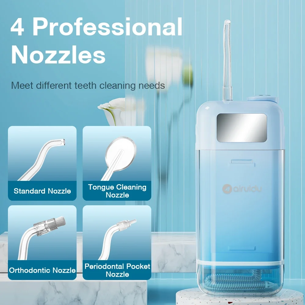 

Portable Electric Water Flosser - 4 Modes, IPX8 Waterproof, 360° Nozzle Rotation & Fast Magnetic Charging Idea for Travel 800mAh