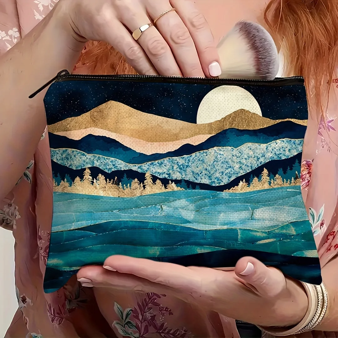 Una borsa per il trucco in stile bohémien: custodia multifunzionale con cerniera, borsa per riporre gioielli, piccola borsa portaoggetti perfetta con cerniera da viaggio.