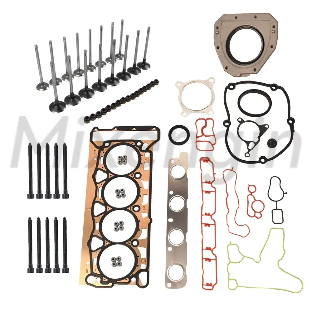 Fit Audi Volkswagen 1.8 2.0 L T TFSI EA888 Engine Parts Timing Chain Cover Upper Lower Head Gasket Set Intake Exhaust Valves Kit