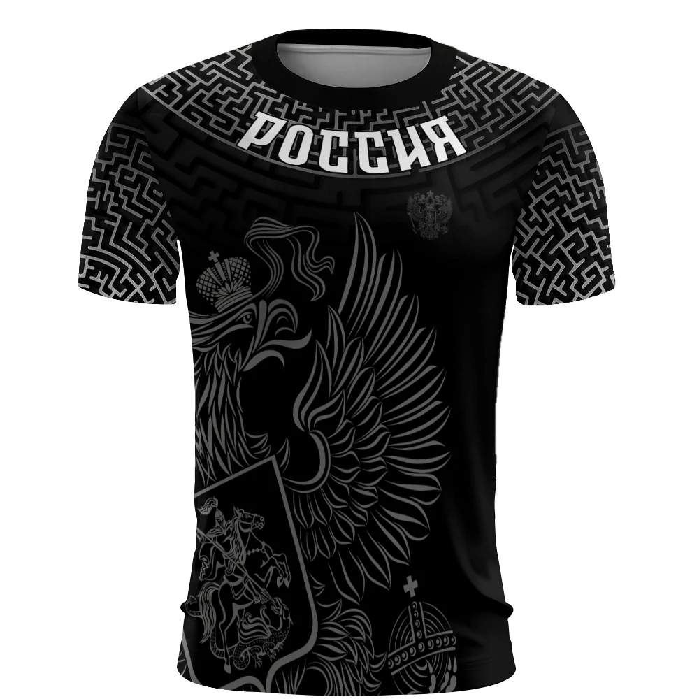 روسيا الرجال تي شيرت ثلاثية الأبعاد العلم الروسي قصيرة الأكمام تيز المتضخم ملابس رجالي الصيف موضة عادية طاقم الرقبة ملابس رياضية القمم