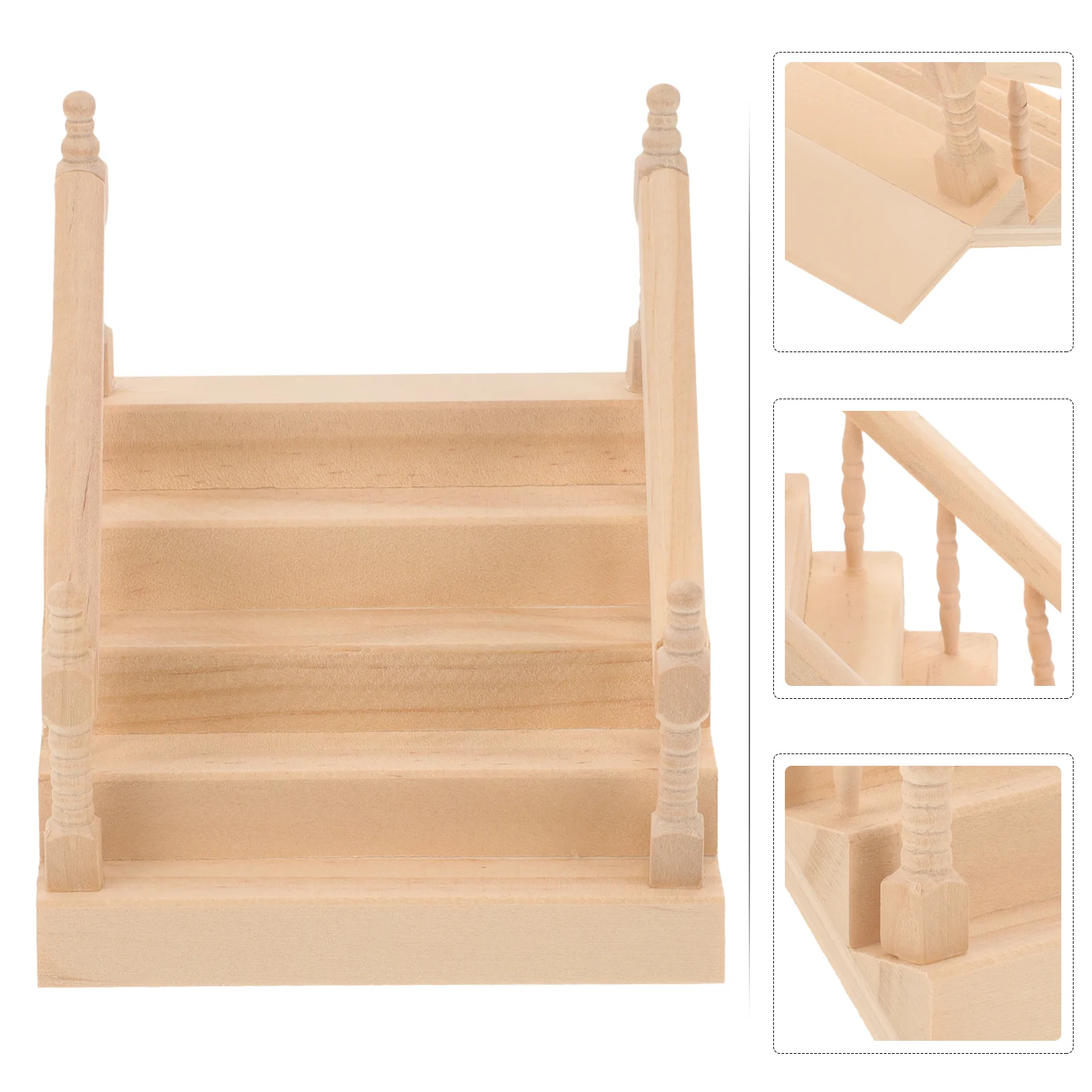 

Mini Handrail Stairs Wooden Staircase Model Miniature House Stairs nament Playhouse Accessory Mini Furniture Toy Hobby