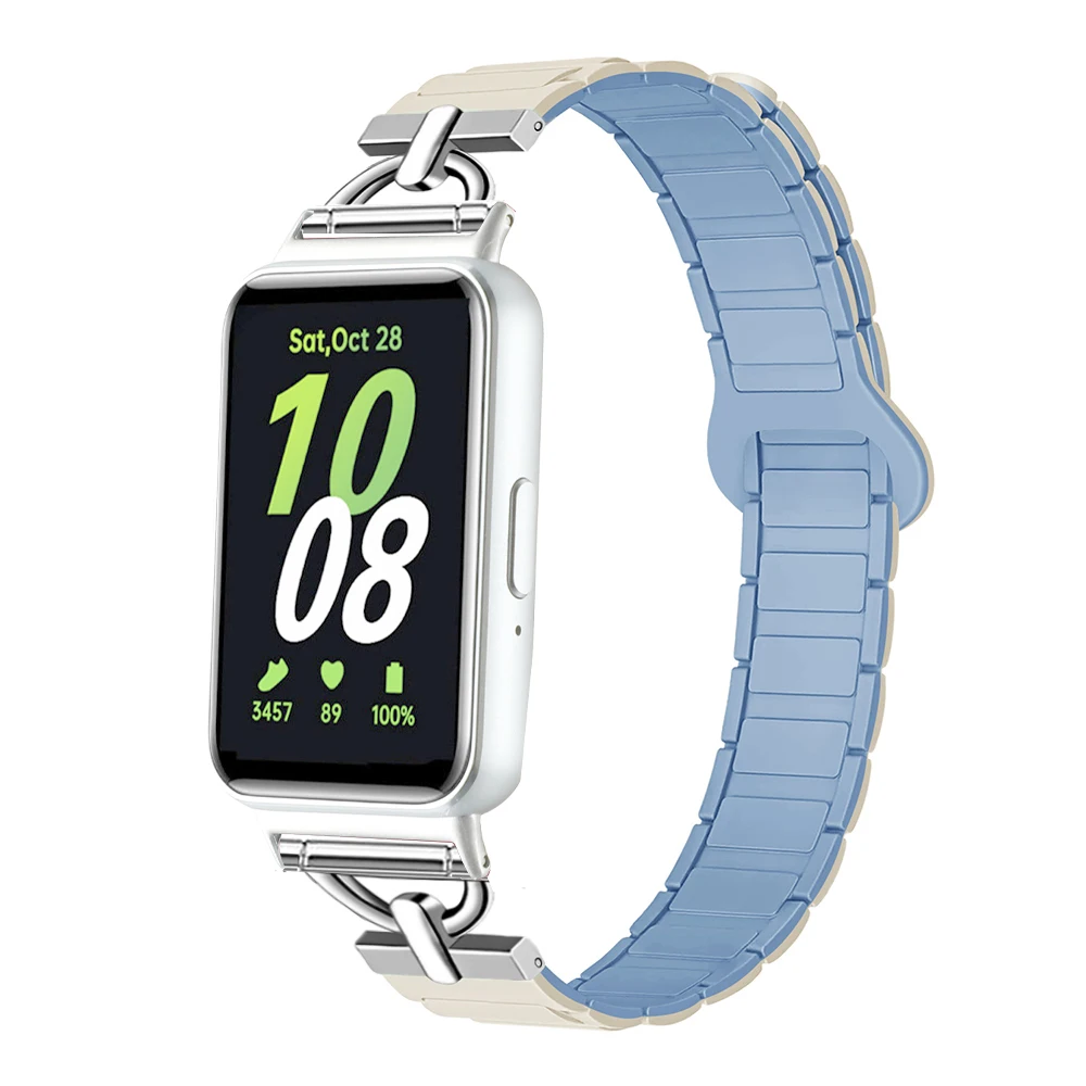 Magnetisches Armband für Samsung Galaxy Fit 3, Sport, Silikon-Uhrenarmband für Samsung Galaxy Fit3, Zubehör, Metall-Armband für Herren und Damen
